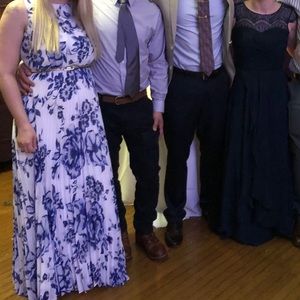 White and blue floral maxi dress